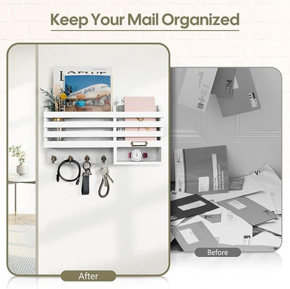FifthQuarter Key Holder for Wall: Easy Mounted Key Rack and Mail Organizer - Image 3
