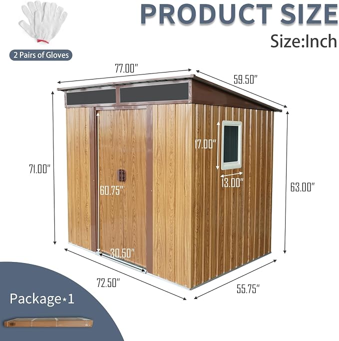 Outdoor Metal Storage Shed Window Ventilation Foundation Frame Waterproof - Image 5