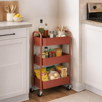 SunnyPoint 3-Tier Delicate Compact Rolling Metal Storage Organizer - Image 2