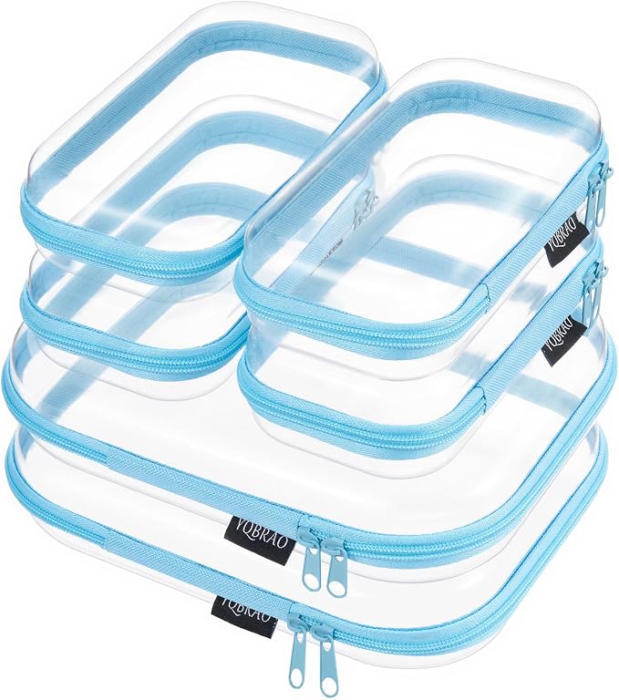 6 Pack Blue Clear Hard Shell Beauty Organizer, 1.2mm Heavy Duty Crush-Proof by Unknown