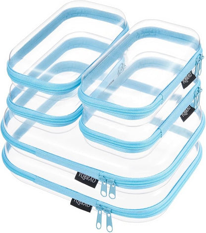 6 Pack Blue Clear Hard Shell Beauty Organizer, 1.2mm Heavy Duty Crush-Proof by Unknown