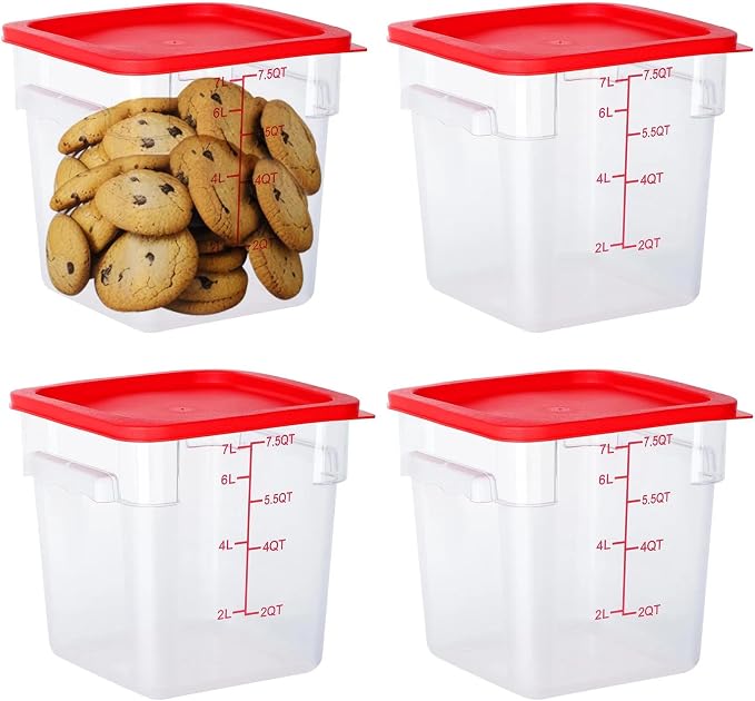 4 Pack Food Storage Containers, 8 Quart by BIEAMA
