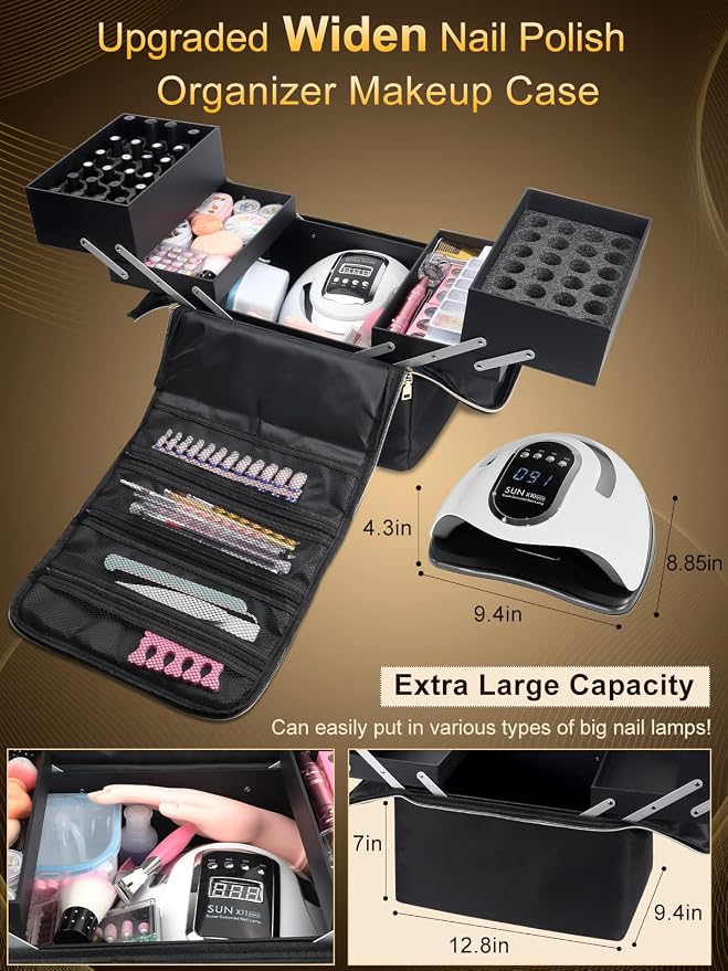 Deciniee Large Makeup Travel Train Case, Upgraded Plus Size Nail Supply - Image 3