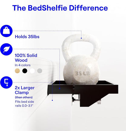 BedShelfie Bedside Shelf for Dorm Room Bunk Bed & Top Bunk, College Dorm Room - Image 4