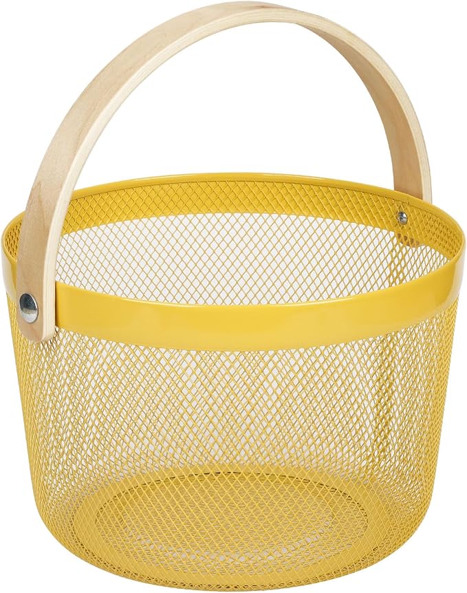 IBWell Bucket-Shape Metal Wire Woven Fruit Storage Bowl Basket by IBWell