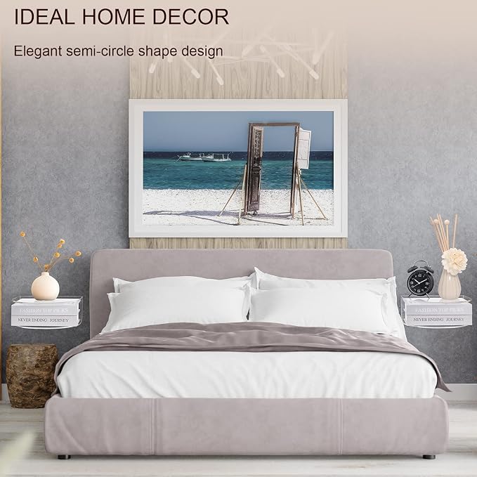 HMYHUM Acrylic Floating Nightstand Set of 2, Wall Mounted Bedside Table - Image 4