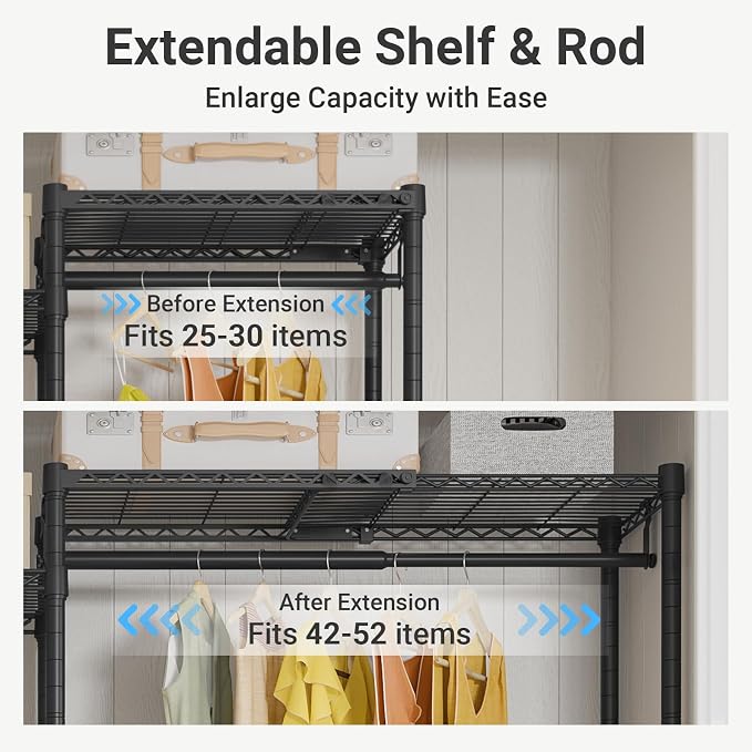 VIPEK X3 Plus Large Expandable Closet Rack Adjustable from 5'10" to 8'8" - Image 6