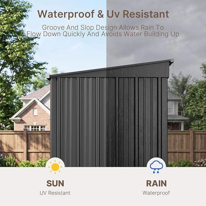 Gizoon 8' x 6' Outdoor Storage Shed, Lockable Doors and Ventilation - Image 7