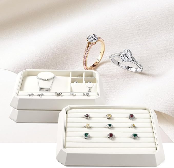Premium PU Leather Stackable Jewelry Ring Display Tray Ring Earring Display - Image 2