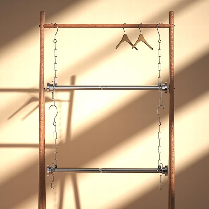 Hanging Closet Rod, Adjustable Width and Height Closet Hanging Organizer - Image 3