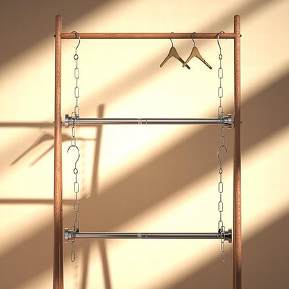 Hanging Closet Rod, Adjustable Width and Height Closet Hanging Organizer - Image 3
