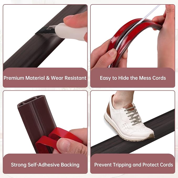 Floor Cord Cover Self Adhesive Cord Hider Floor Extension Cord Covers - Image 3
