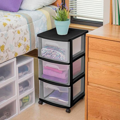 Sterilite 4-Pack 3-Drawer Rolling Plastic Storage Cart, or Dorm Portable - Image 7