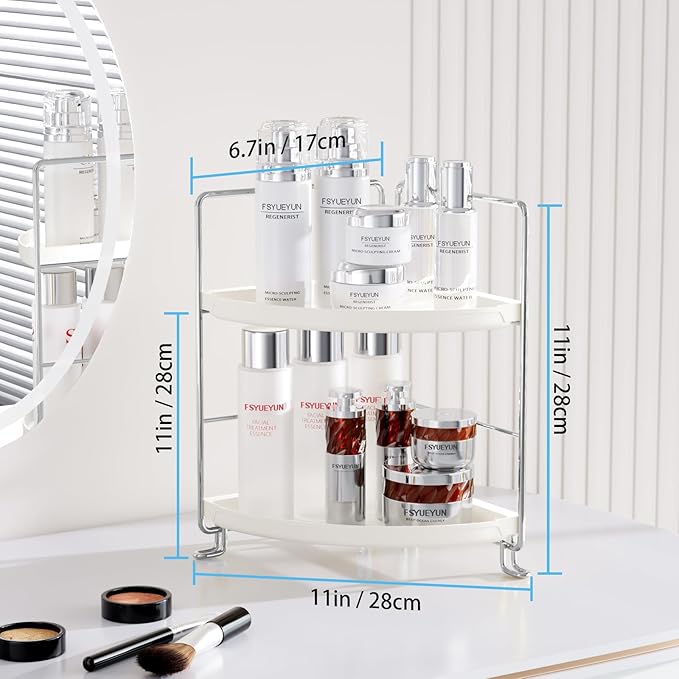 FSyueyun 2-Tier Corner Bathroom Counter Organizer, Tool-Less Installation - Image 2