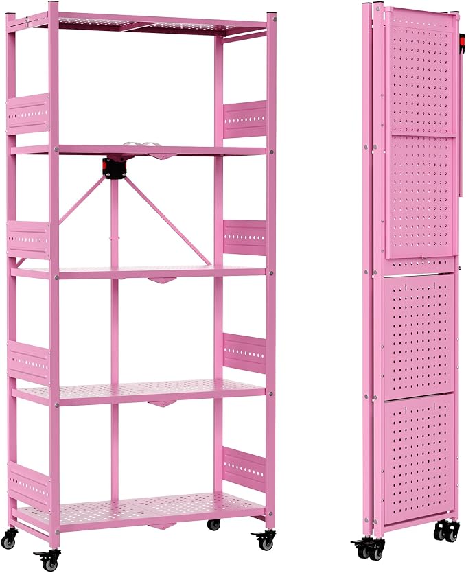 WORKPRO 5-Tier Folding Shelf, No-Assembly Metal Storage Rack by WORKPRO