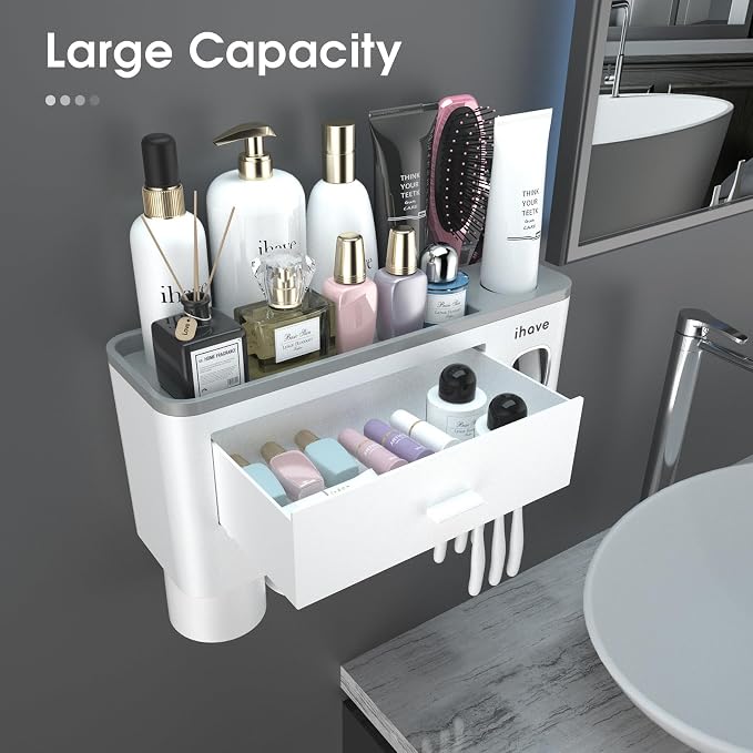 iHave Toothbrush Holders for Bathrooms, 3 Cups Toothbrush Holder Wall Mounted - Image 2