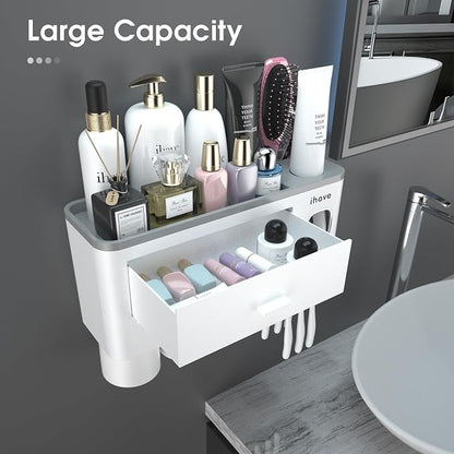 iHave Toothbrush Holders for Bathrooms, 3 Cups Toothbrush Holder Wall Mounted - Image 2