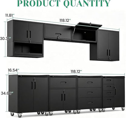 8-Piece Heavy Duty Steel Garage Cabinet System | All-in-One Modular Garage - Image 2