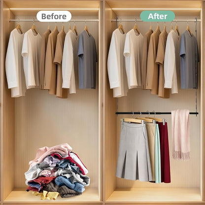 Closet Lower Hanging Bar, Adjustable Width and Height Closet Hanging Organizer - Image 5