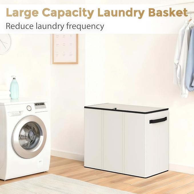 180L Laundry Hamper 3 Section, Large Laundry Basket - Image 8