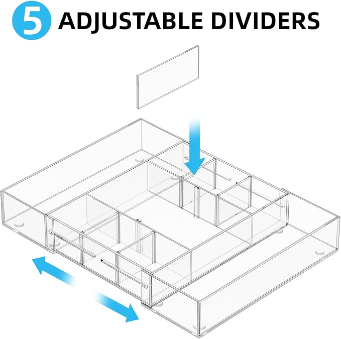 Marbrasse Acrylic Expandable Drawer Organizer, Desk Organizers and Accessories - Image 3