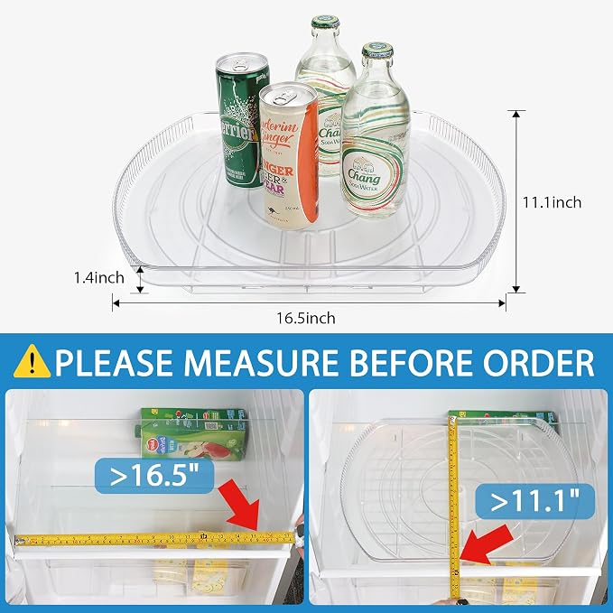 FIRJOY Lazy Susan Turntable for Refrigerator, Square Turntable Organizer for - Image 2