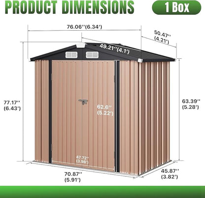 Aoxun 6'x4' Outdoor Metal Storage Shed - Image 7