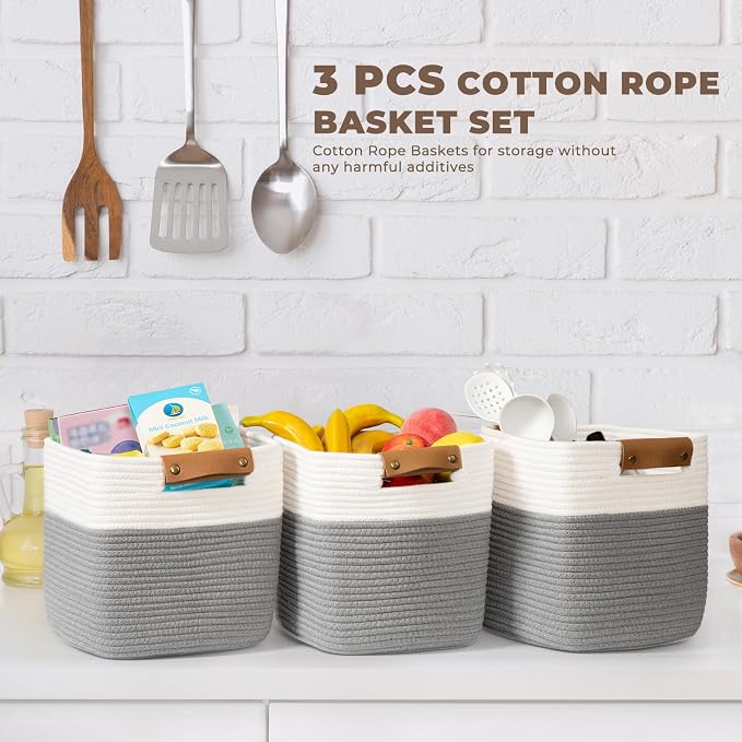 danpinera 3 Pack 11"x11" Woven Basket - Image 3