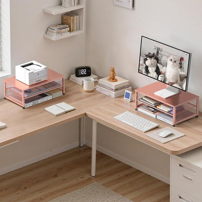 Desk Organizers and Accessories, 2-Tier Metal Computer Monitor Stand Riser - Image 3