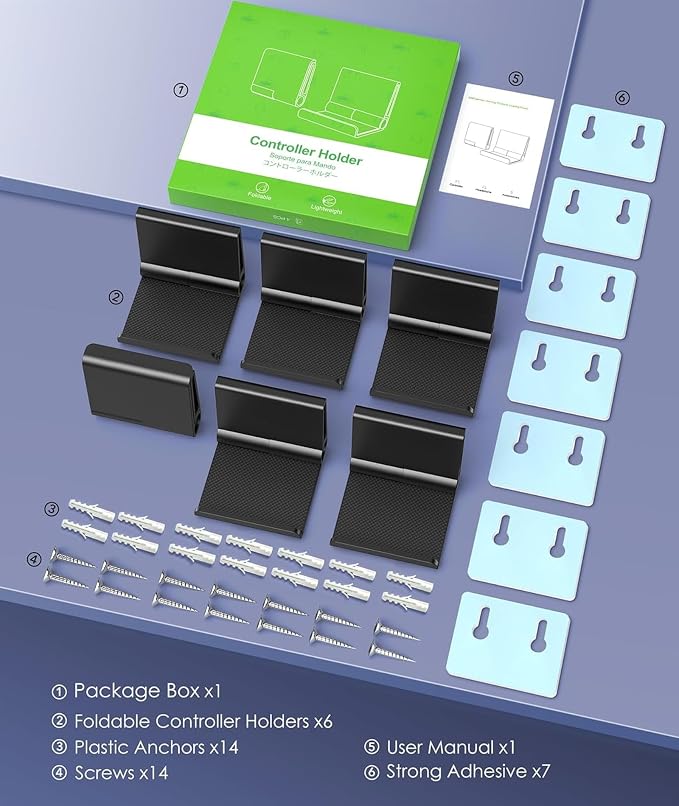6 Pack Foldable Controller Wall Mount Holder - Image 7