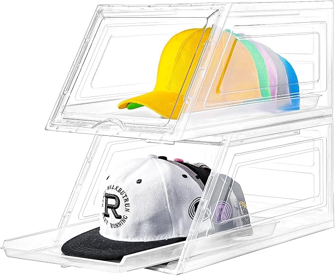 2 Pack Hat Organizer for Baseball Caps, Large Clear Cap Organizer by Euct