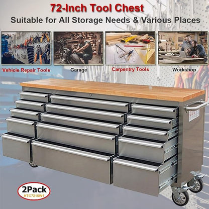 2 Pack - 72" Stainless Steel Rolling Tool Chest - Image 6