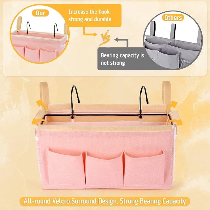 Bedside Organizer with Fixed Straps and Water Bottle Holder - Image 5