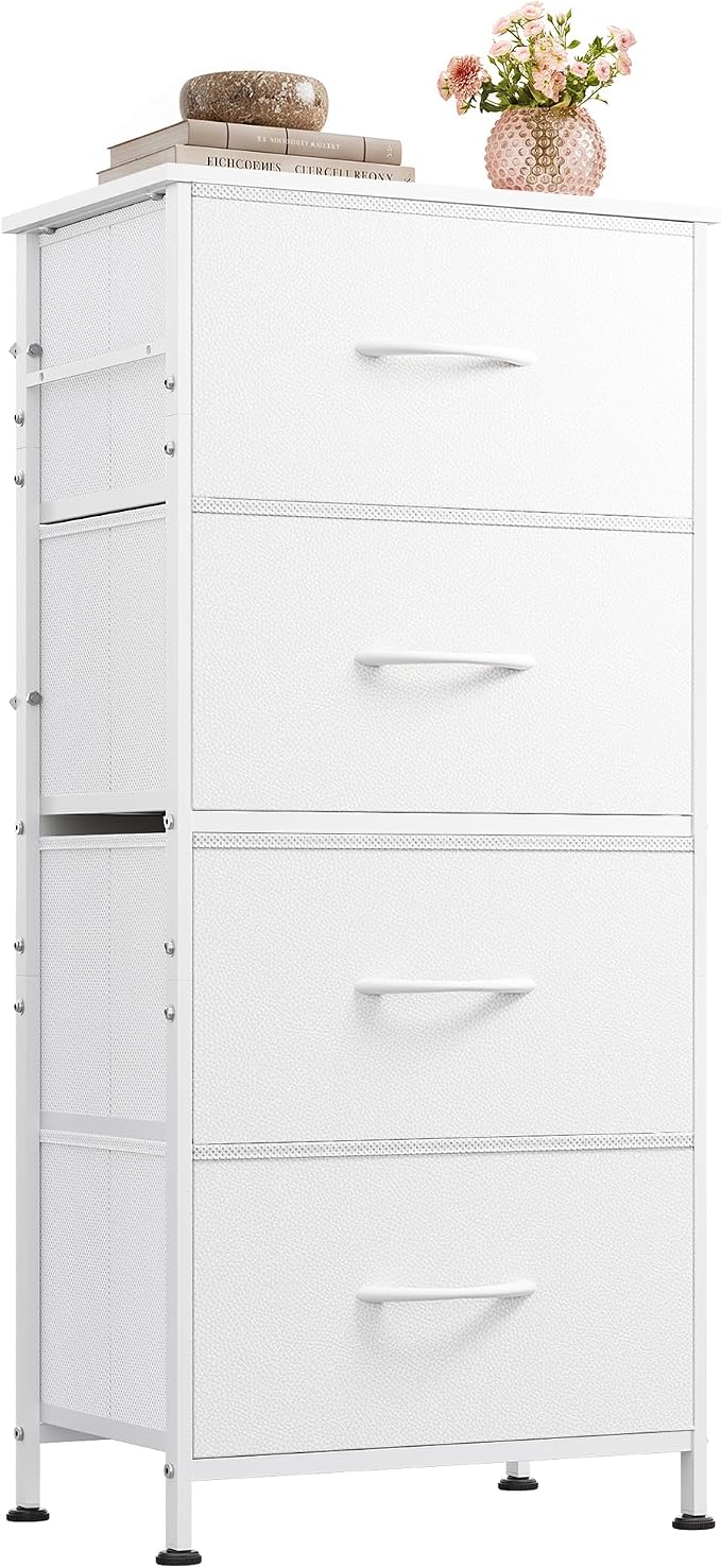 WLIVE Small Dresser Nightstand for Bedroom, 4 Drawers, Space-saving tower by WLIVE