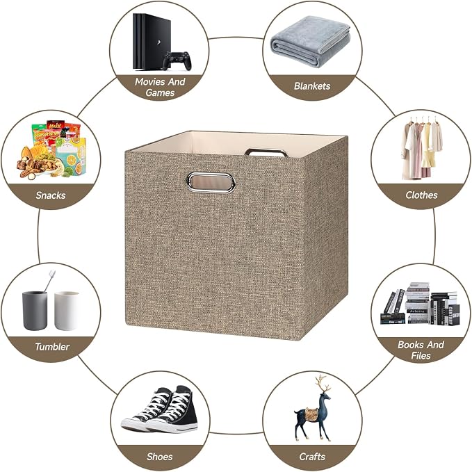 Posprica Collapsible Storage Bins, 13×13 Foldable Storage Cube Boxes Fabric - Image 5