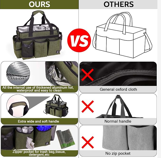 Large Cleaning Caddy Bag Built-in Sturdy Support Board, Cleaning Organizer - Image 3