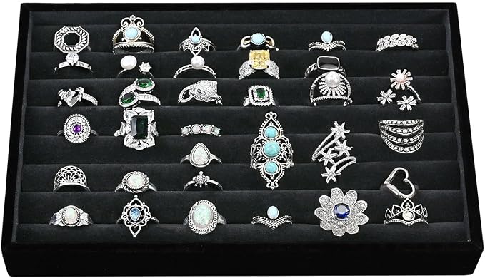 MOOCA 2 Pcs Set Ring Tray Display, Ring Showcase Display Jewelry Organizer Stand - Image 4