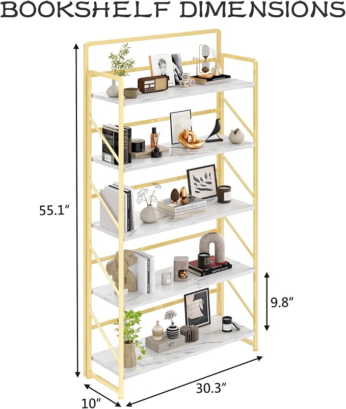JSB 6 Tier No Assembly Folding Bookshelf, 30.3" Wide Foldable Storage Bookcase - Image 3