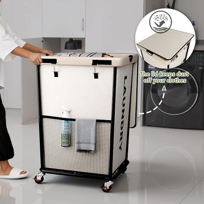 Laundry Hamper with Wheels and Lid, 150L Heavy Duty Rolling Laundry Basket - Image 7