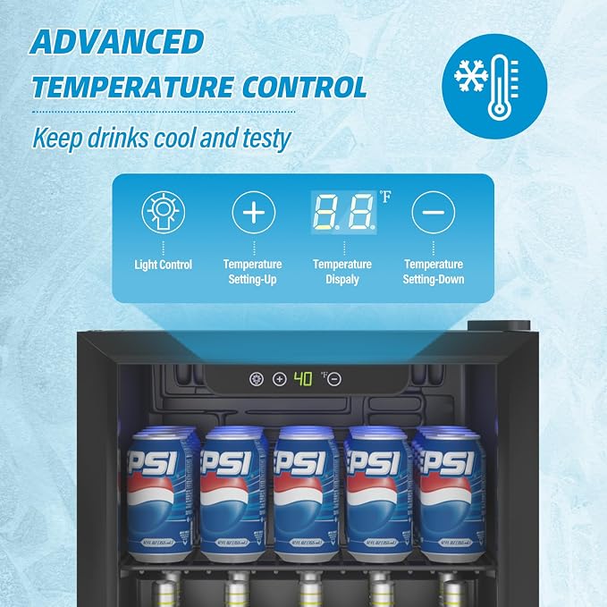 Compact Beverage Refrigerator, 60 Can/1.3 Cubic Feet Mini Fridge - Image 6