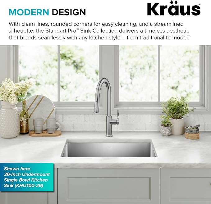 Kraus KHU101-21 Standart PRO 16 Gauge Undermount Single Bowl Set, 21 Inch - Image 5