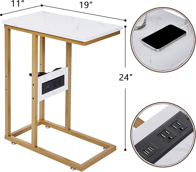 VECELO C Shaped End Side Table - Image 3