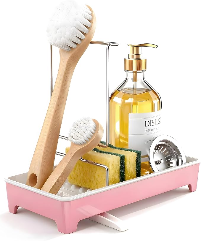 Ceramic-Look Sink Caddy, Rustproof Sponge Holder - Image 2