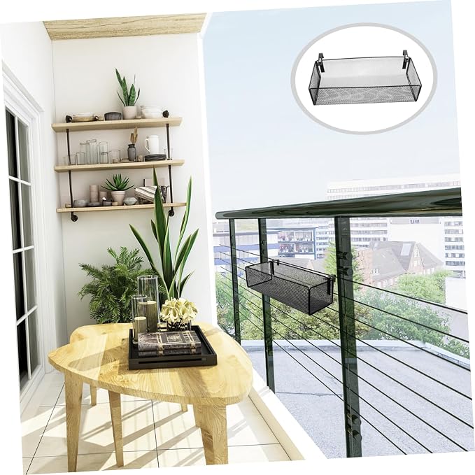 Outanaya 1pcs Metal Wire Hanging Planter Rack Space-Saving Balcony Flower Holder - Image 9