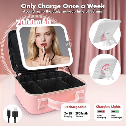 Travel Makeup Bag with Removable Mirror, Cosmetic Organizer Bag with Mirror - Image 3