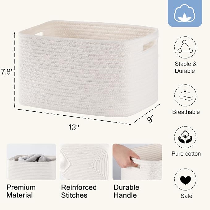 4 Pack Storage Baskets for Organizing, Woven Baskets for Shelves - Image 3