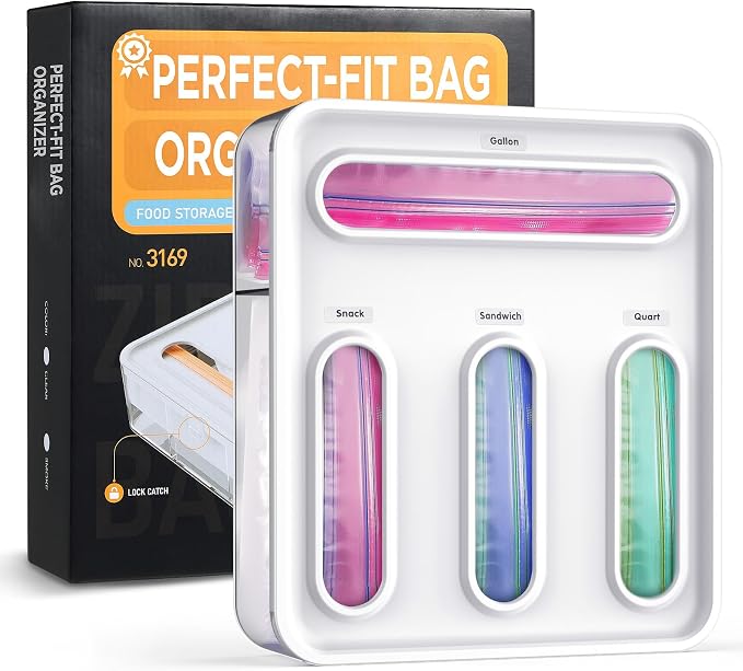 OUTXE Bag Organizer for Drawer + Fridge, Magnetic Kitchen Baggie Storage | by OUTXE