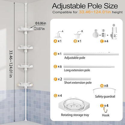 shuang qing 360° Rotating Corner Shower Caddy Tension Pole Organizer - Image 2