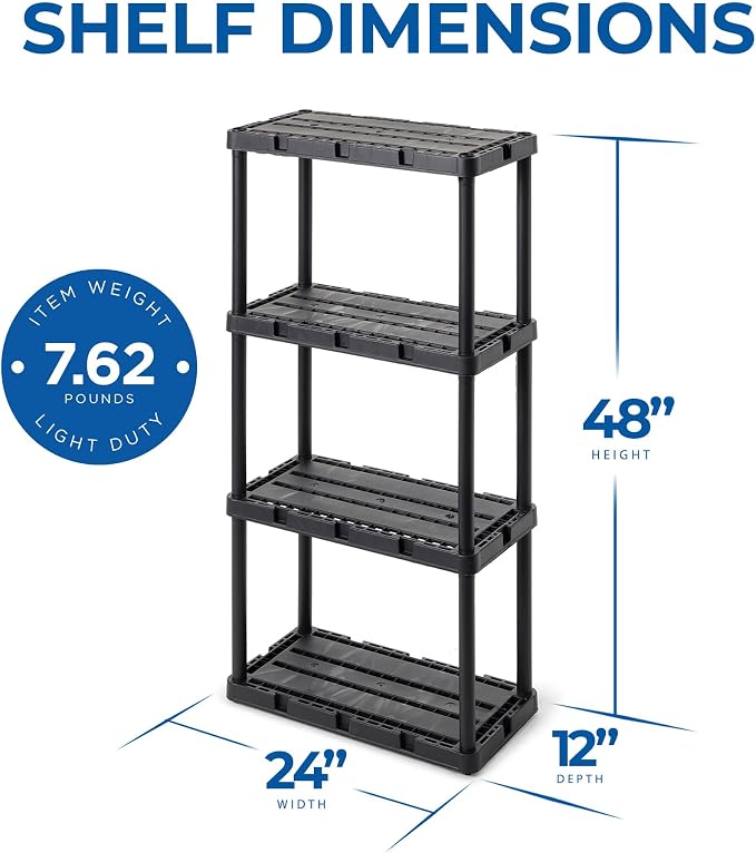 Gracious Living 3 Pack Light Duty Storage Shelves, Knect-A-Shelf 4-Shelf - Image 3