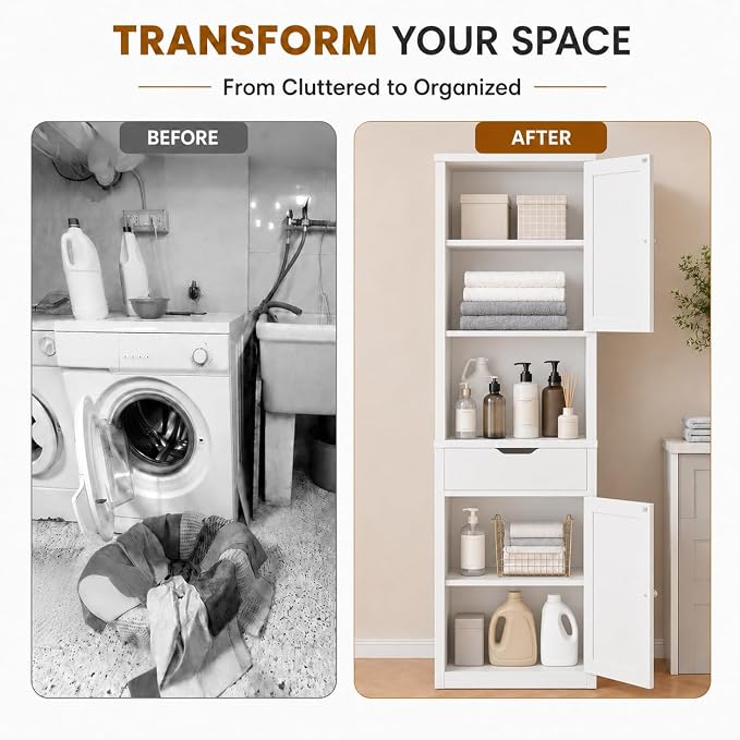 Walsunny Tall Bathroom Storage Cabinet - Image 5